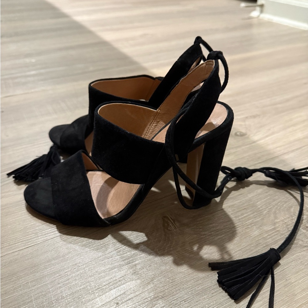 Madewell Black Suede Block Heel Sandals